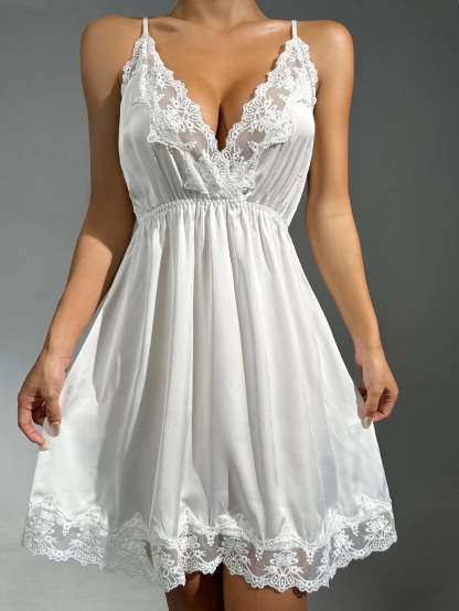 Contrast Lace Satin Slip-Soco Hoodie