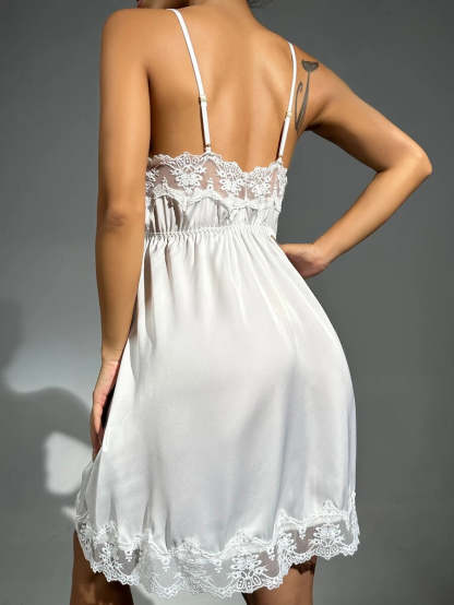 Contrast Lace Satin Slip-Soco Hoodie