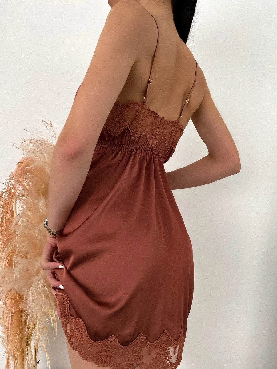 Contrast Lace Satin Slip-Soco Hoodie