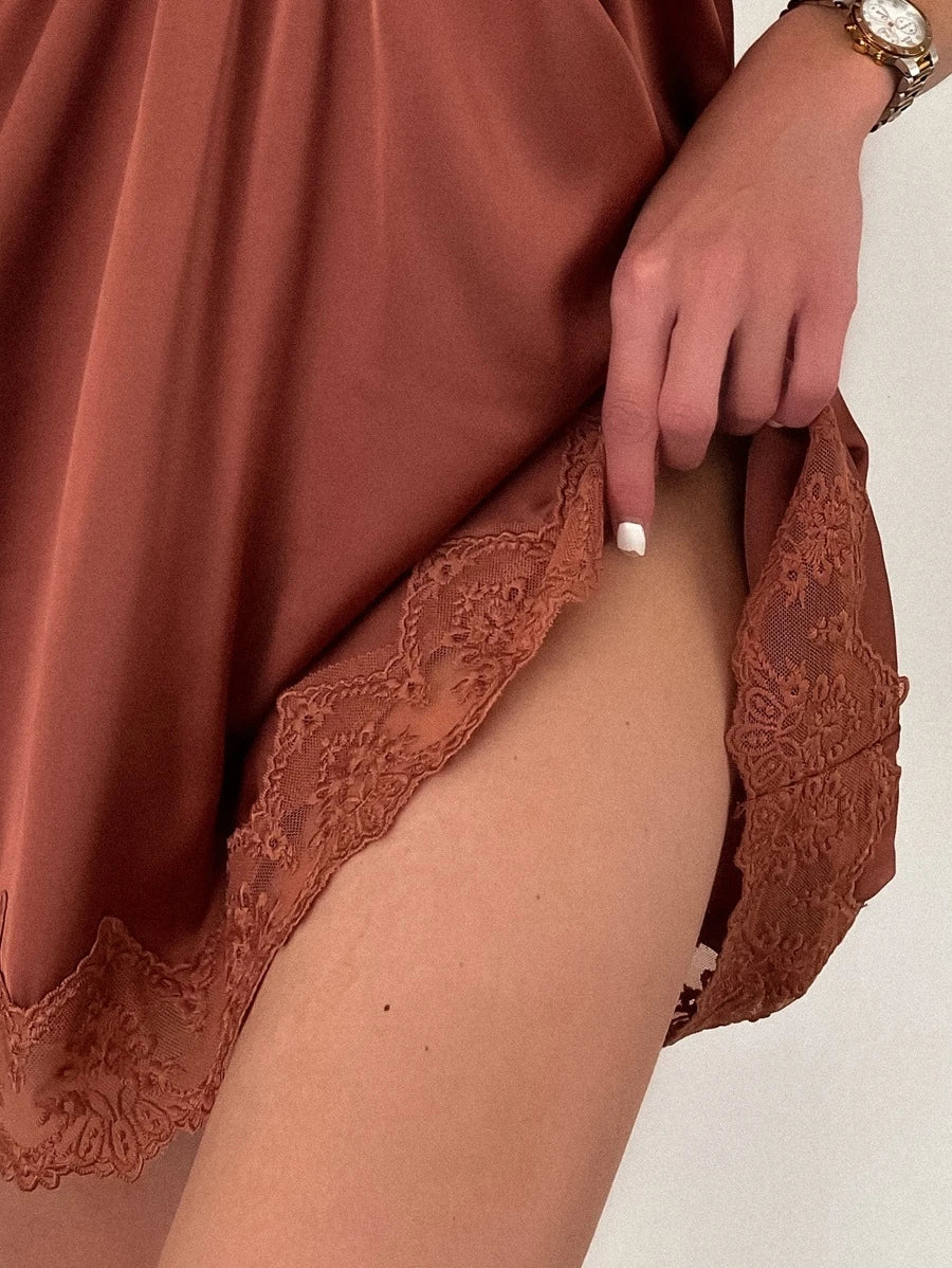 Contrast Lace Satin Slip-Soco Hoodie