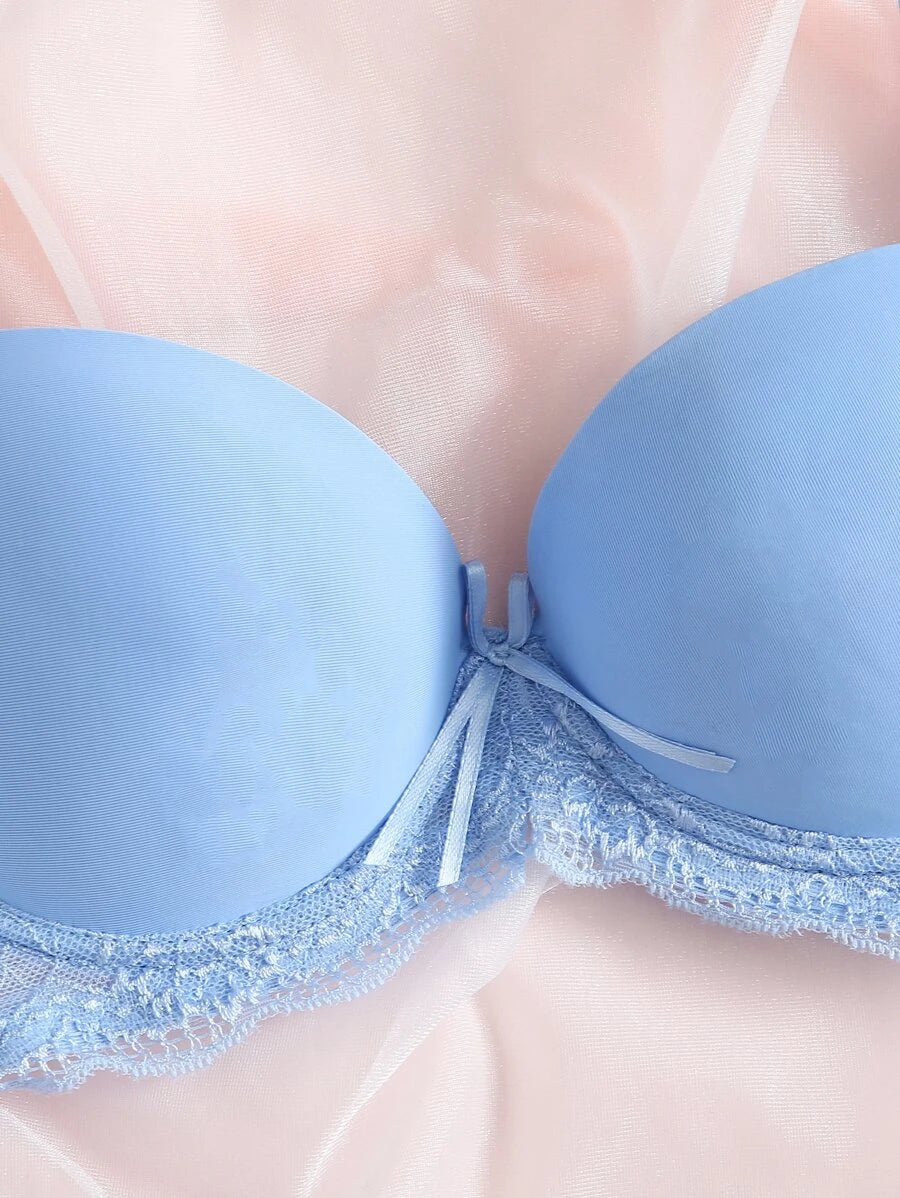 Contrast Lace Underwire Lingerie Set-Soco Hoodie