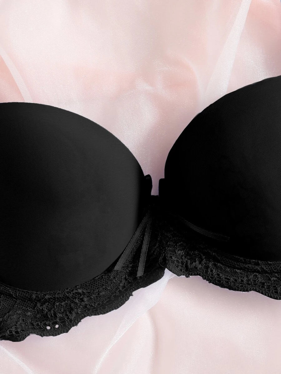 Contrast Lace Underwire Lingerie Set-Soco Hoodie