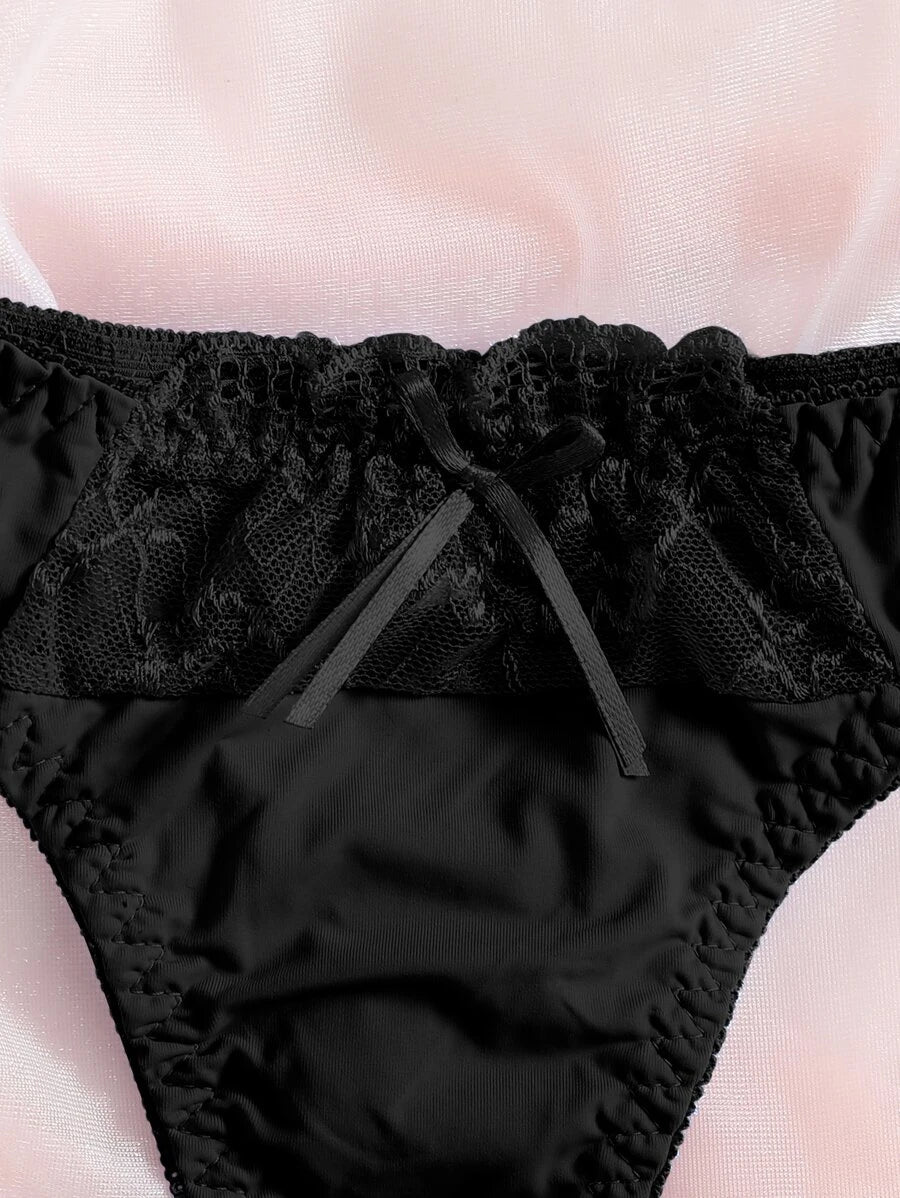 Contrast Lace Underwire Lingerie Set-Soco Hoodie