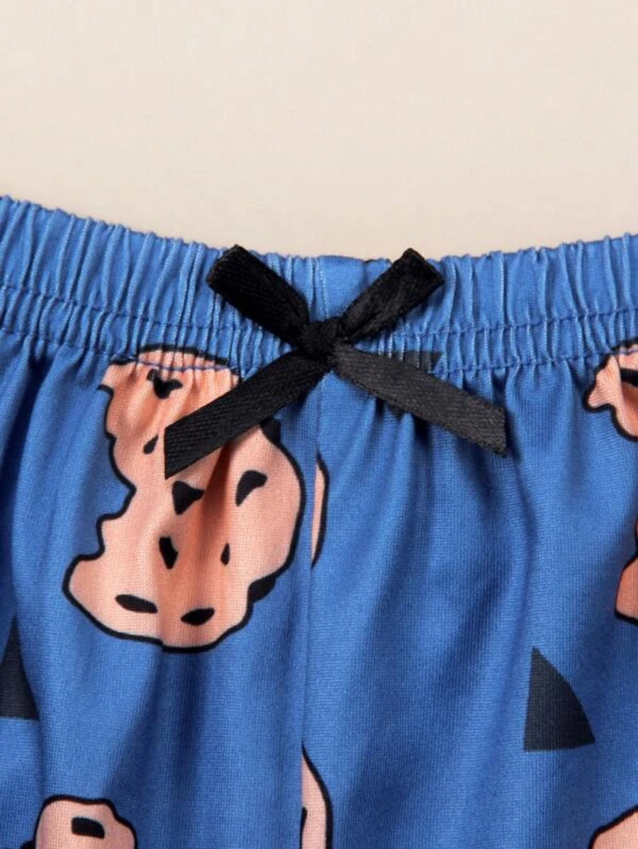 Cookies And Letter Graphic Lettuce Trim Cami Set-Soco Hoodie