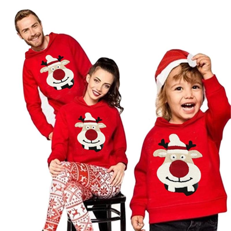 Family Christmas Elk Sweater Red