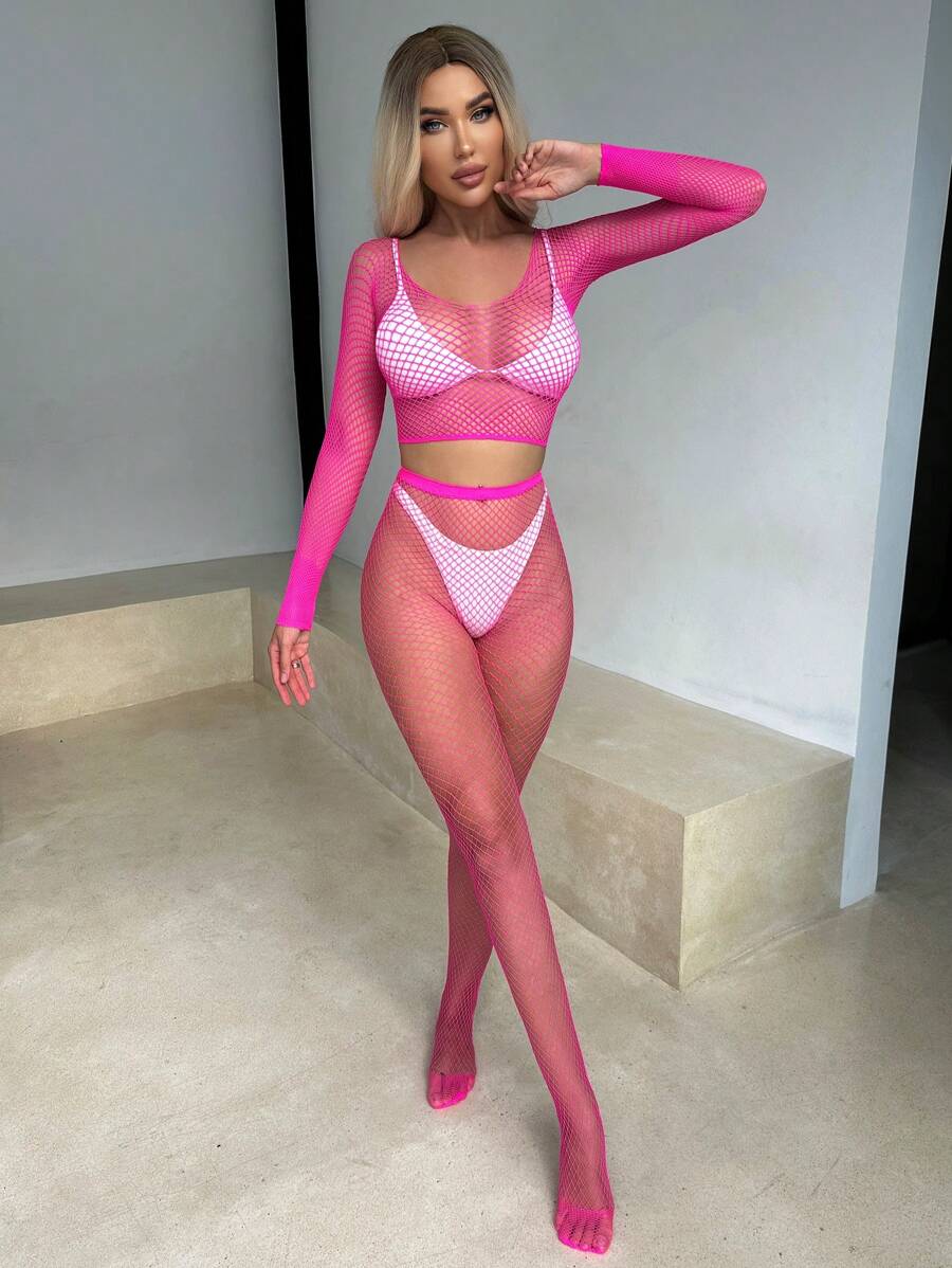 Plain Bralettes Fishnet Lingerie Set-Soco Hoodie