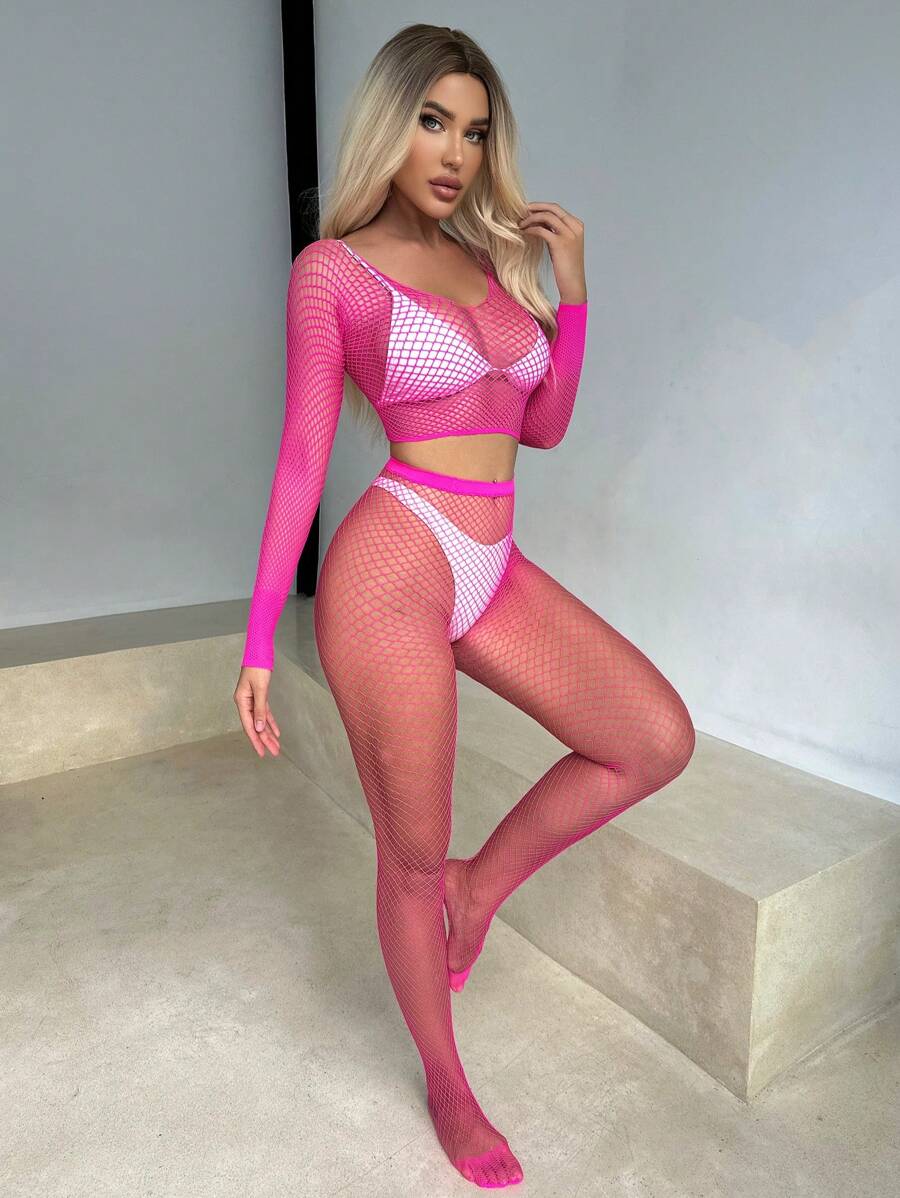 Plain Bralettes Fishnet Lingerie Set-Soco Hoodie