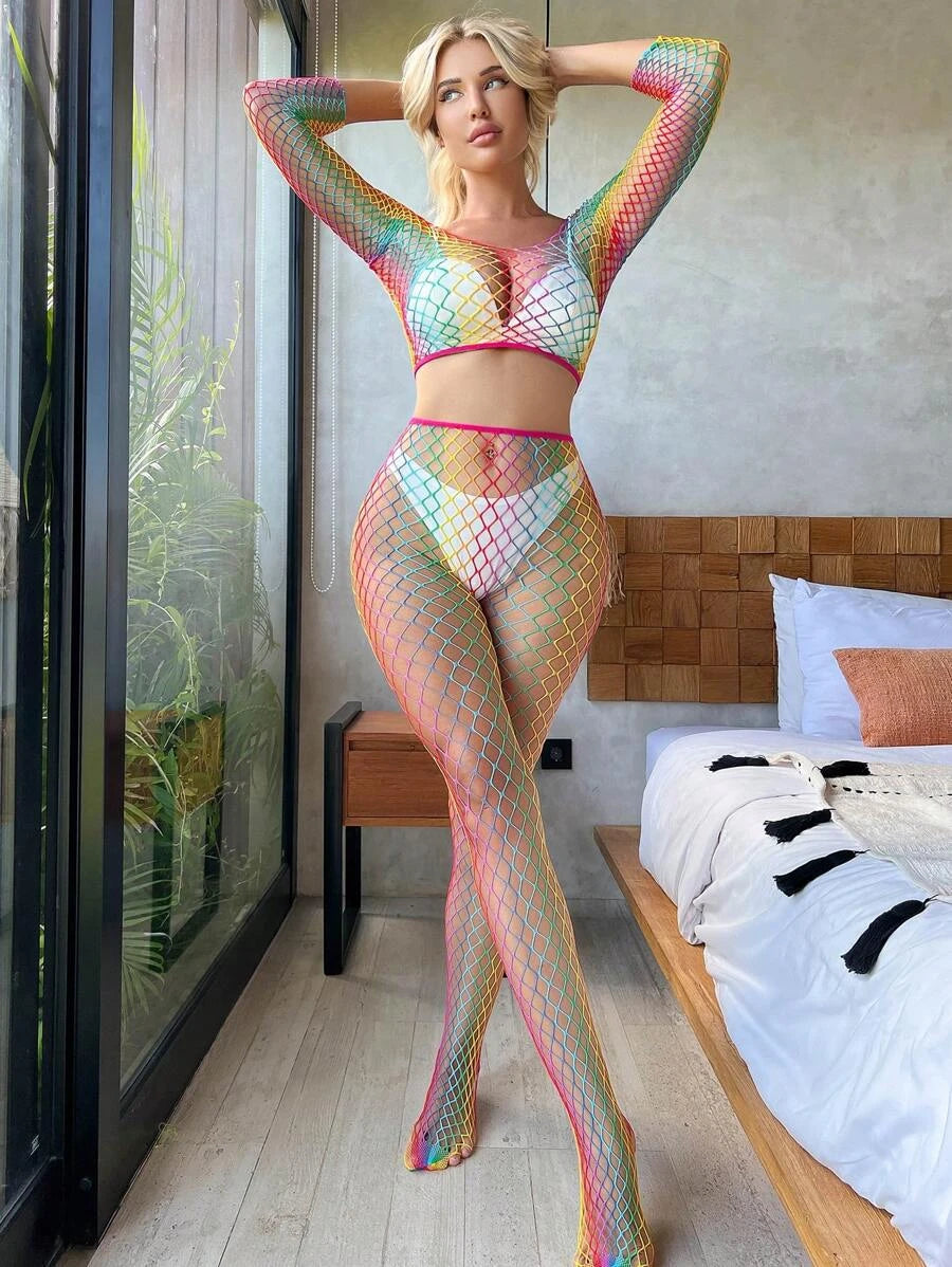 Plain Bralettes Fishnet Lingerie Set-Soco Hoodie