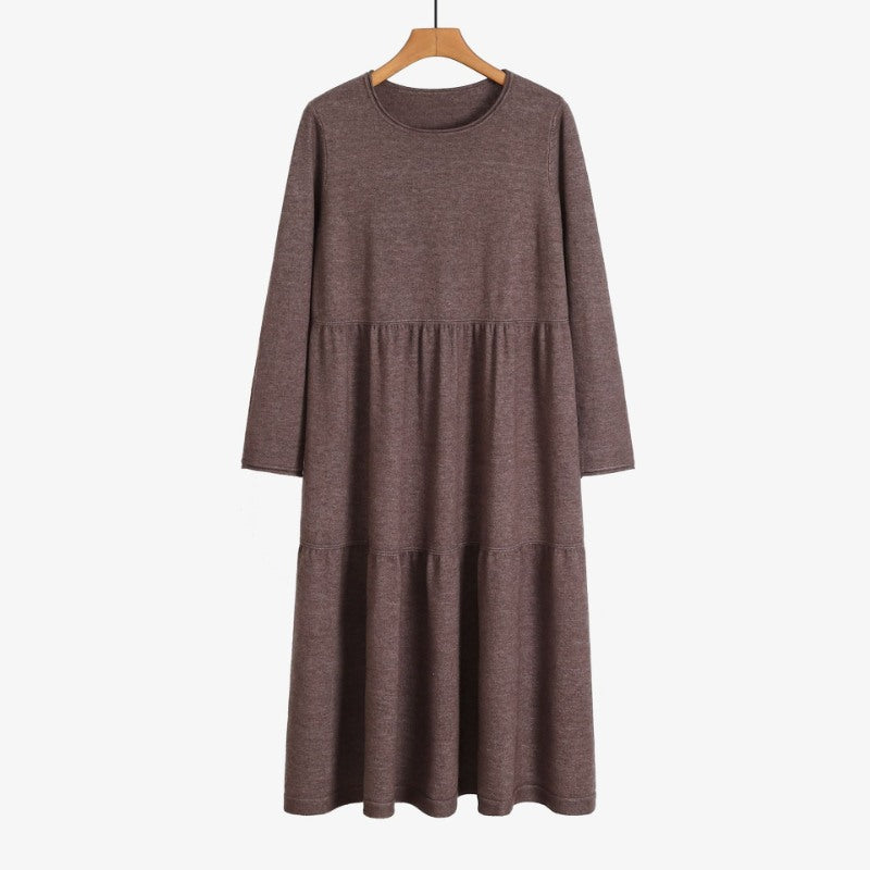 Thick Warm O-Neck Long Knit Sweater Dress For Women-Soco Hoodie