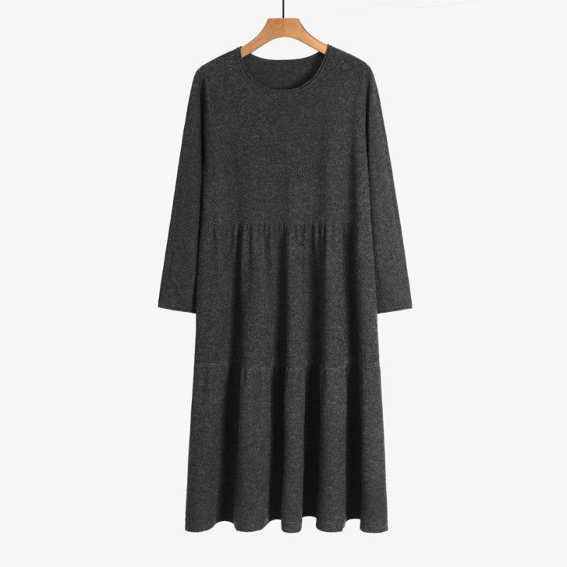 Thick Warm O-Neck Long Knit Sweater Dress For Women-Soco Hoodie