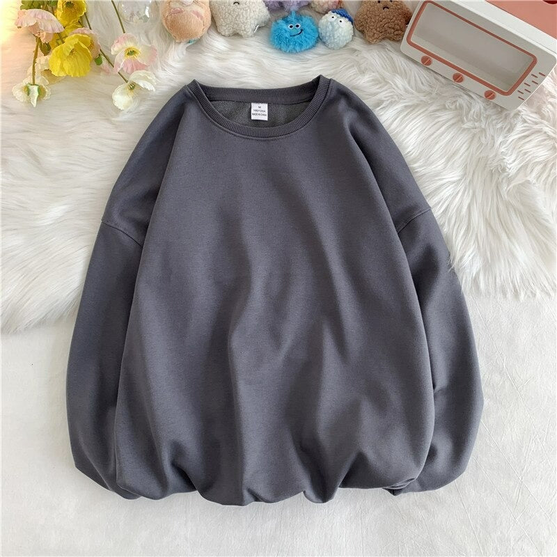 Women's Solid Color Oversized Drop Shoulder Sweatshirt-Soco Hoodie