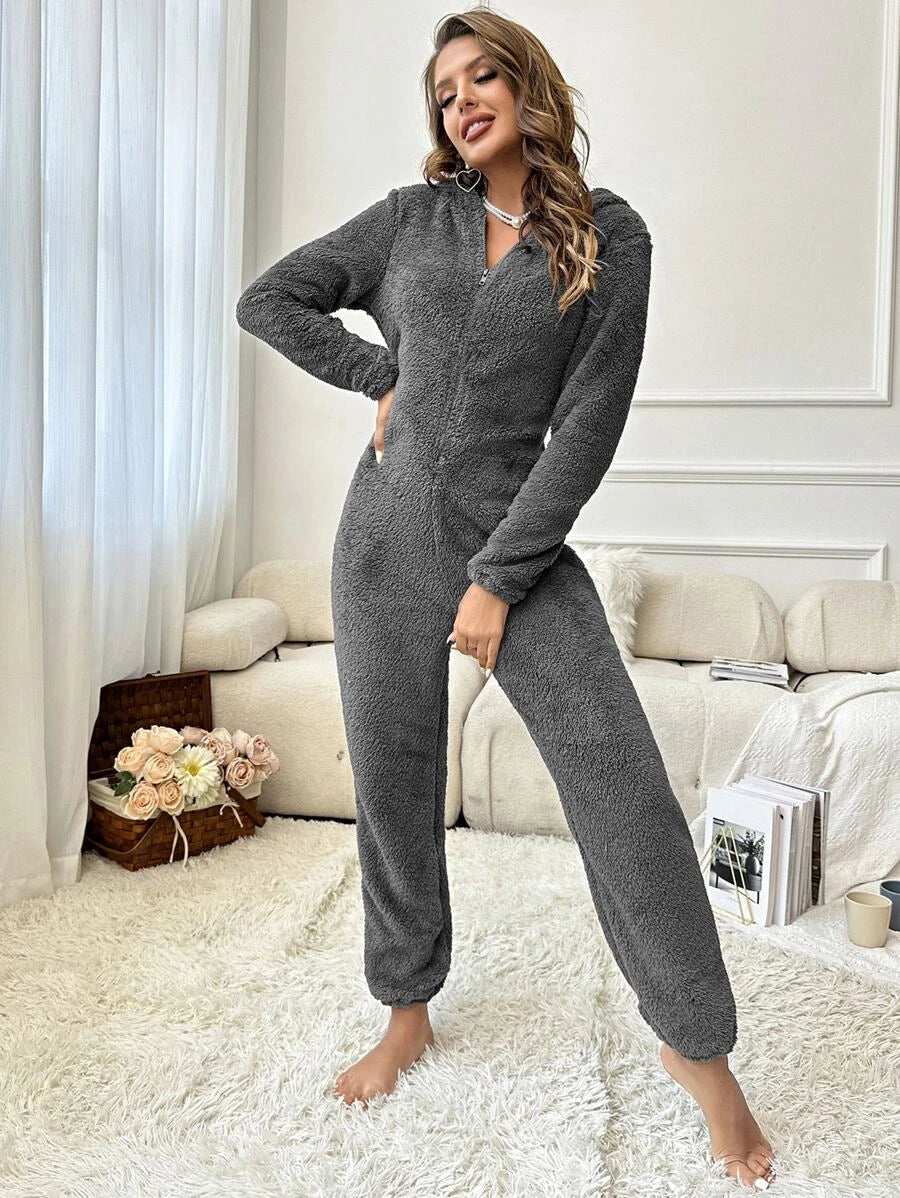 Design Hooded Zipper Sleep Romper-Soco Hoodie