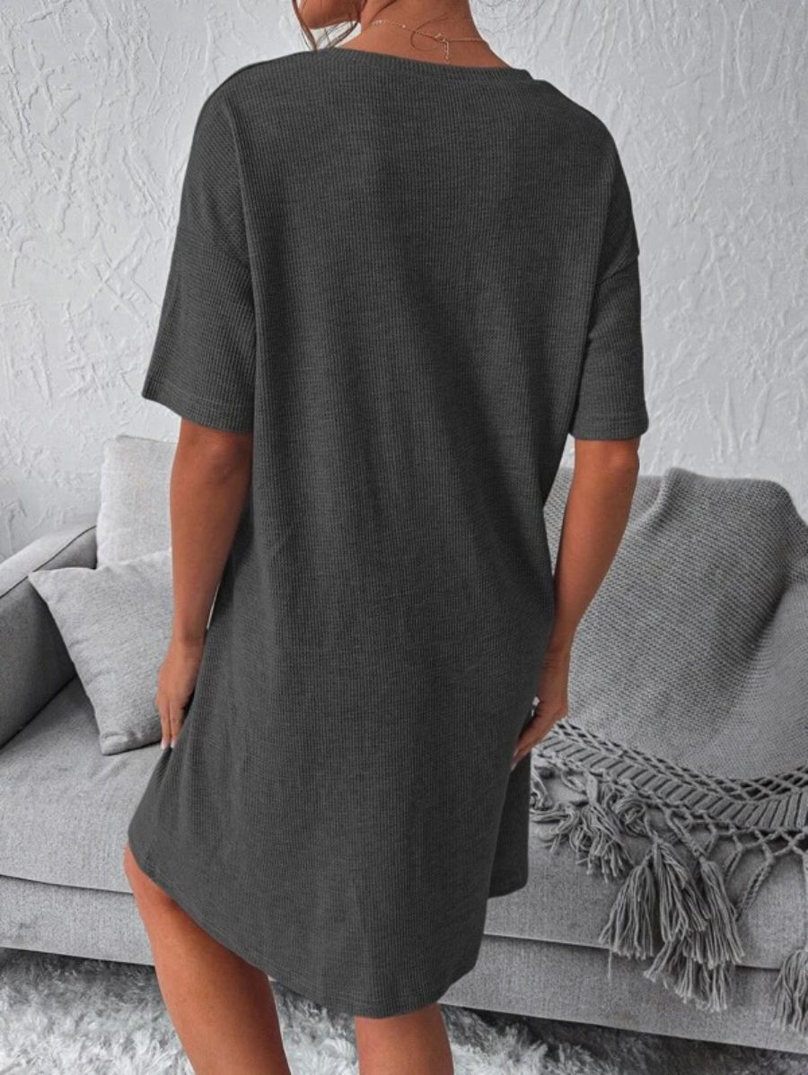 Drop Shoulder Pattern Night Dress-Soco Hoodie