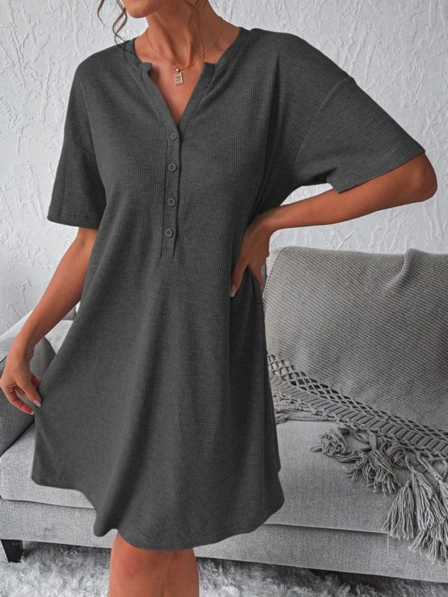 Drop Shoulder Pattern Night Dress-Soco Hoodie