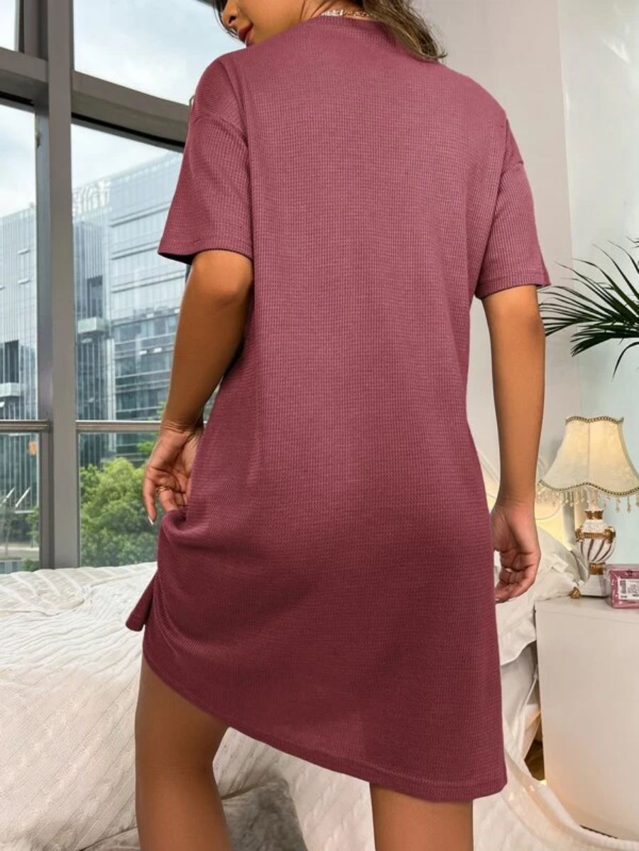 Drop Shoulder Pattern Night Dress-Soco Hoodie