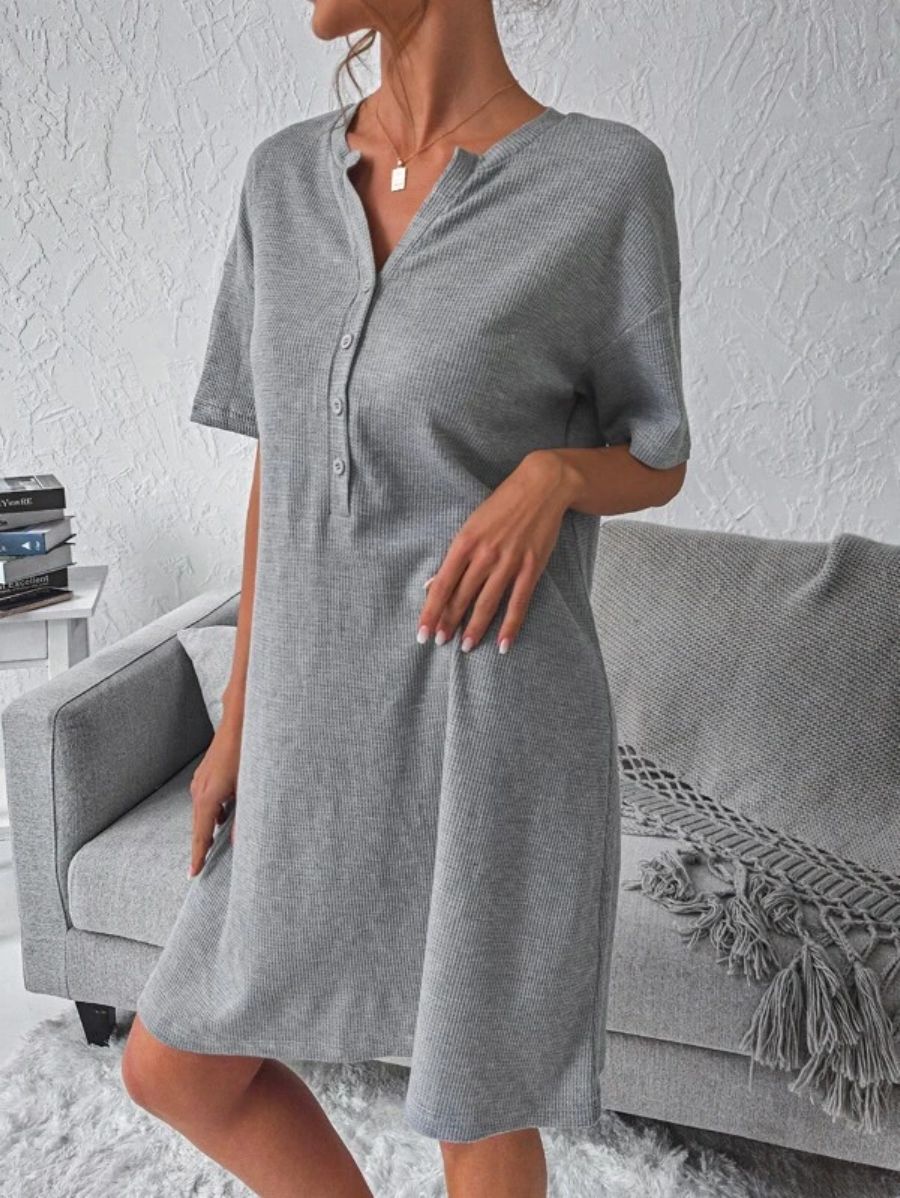 Drop Shoulder Pattern Night Dress-Soco Hoodie