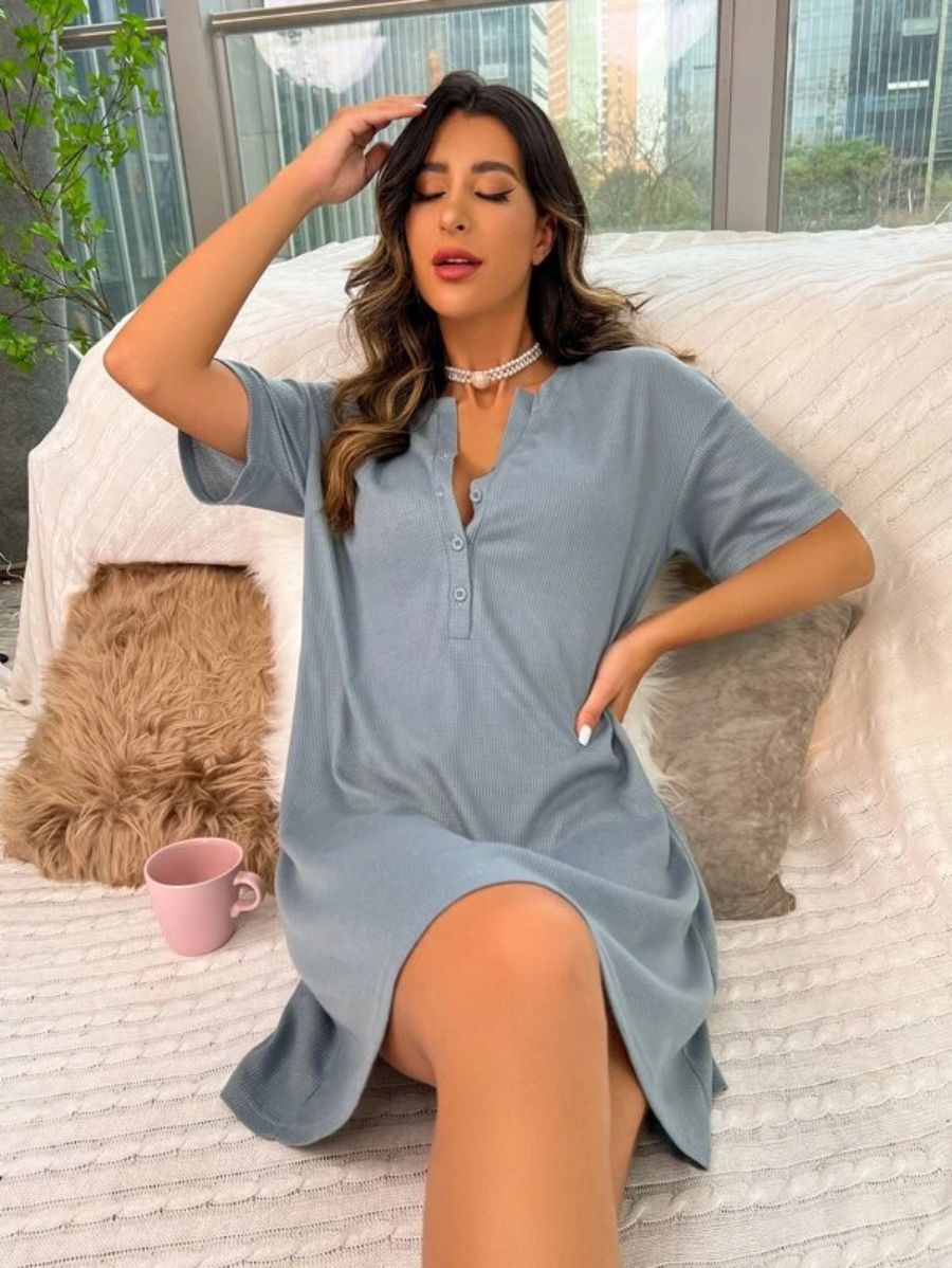 Drop Shoulder Pattern Night Dress-Soco Hoodie