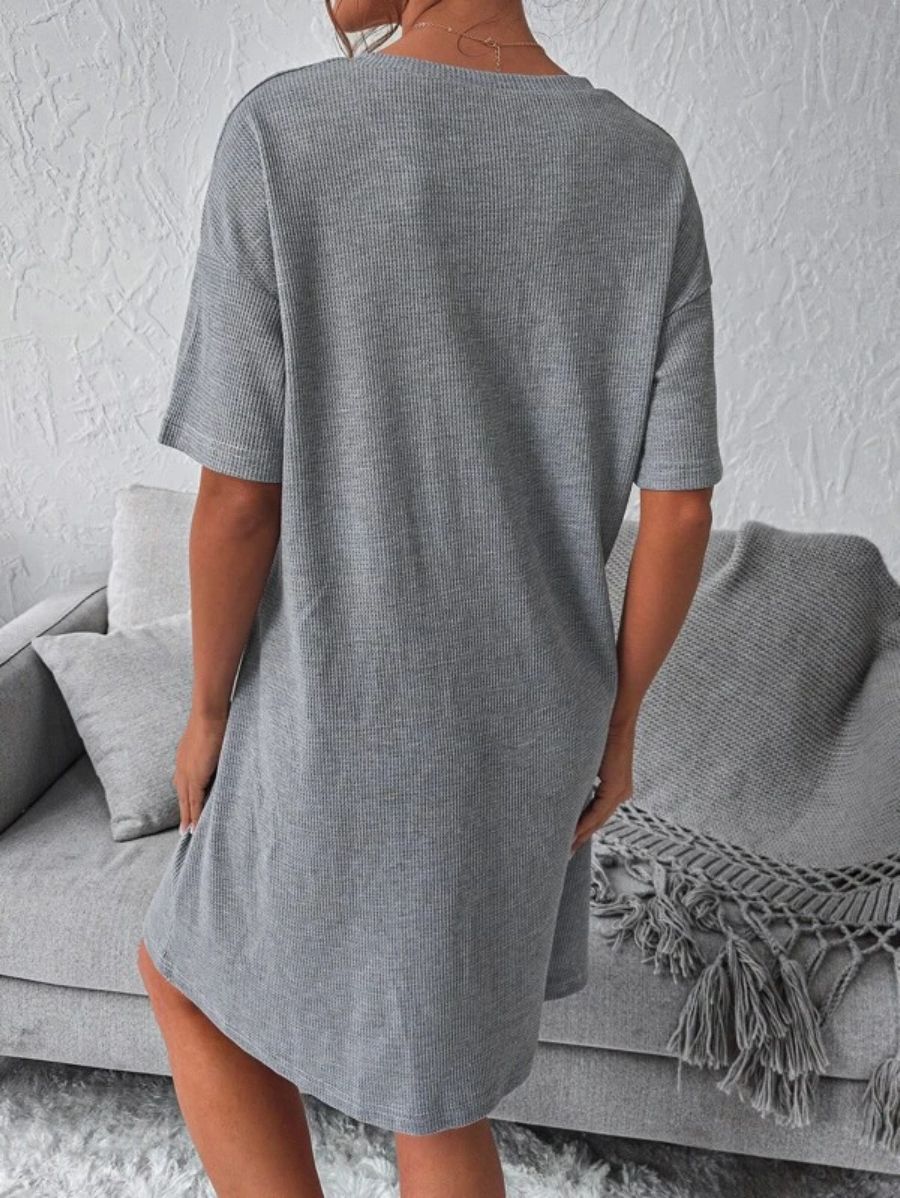 Drop Shoulder Pattern Night Dress-Soco Hoodie