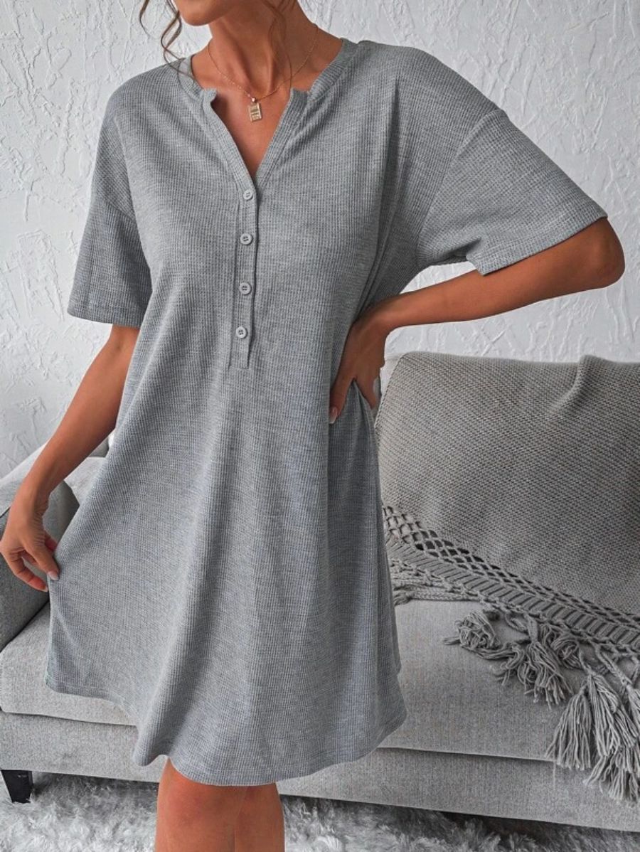Drop Shoulder Pattern Night Dress-Soco Hoodie