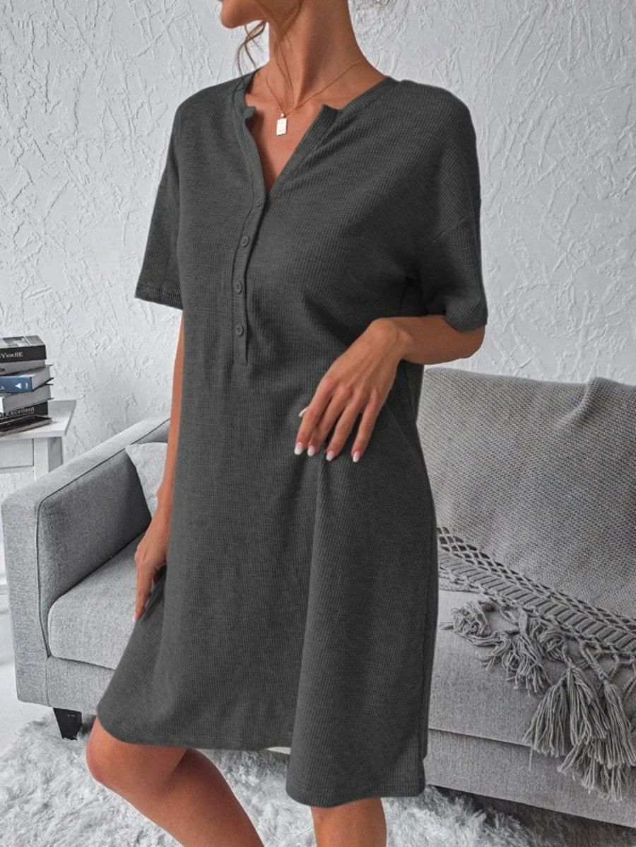 Drop Shoulder Pattern Night Dress-Soco Hoodie