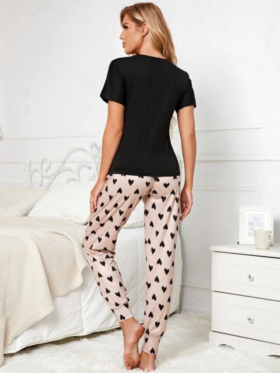 Patterned Tee And Pants Set-Soco Hoodie