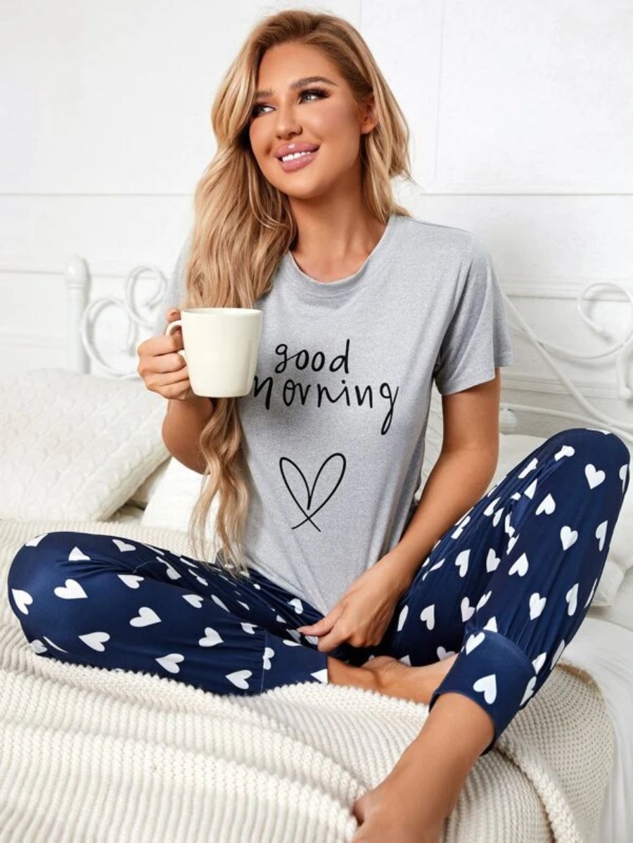 Patterned Tee And Pants Set-Soco Hoodie