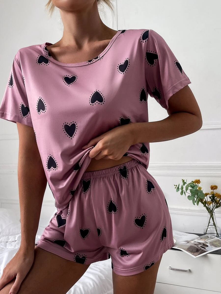 Elegant Geometric Print Shorts Set-Soco Hoodie