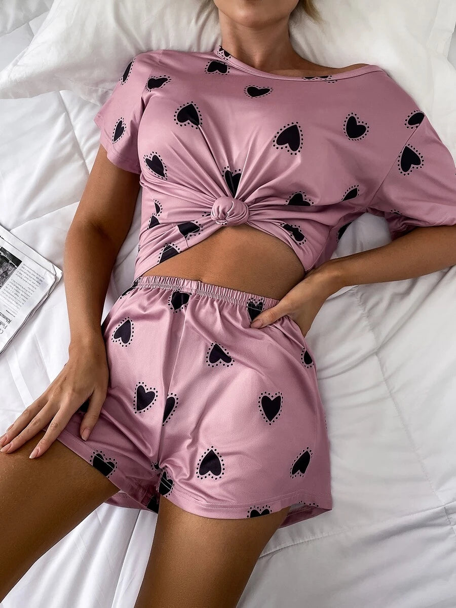 Elegant Geometric Print Shorts Set-Soco Hoodie