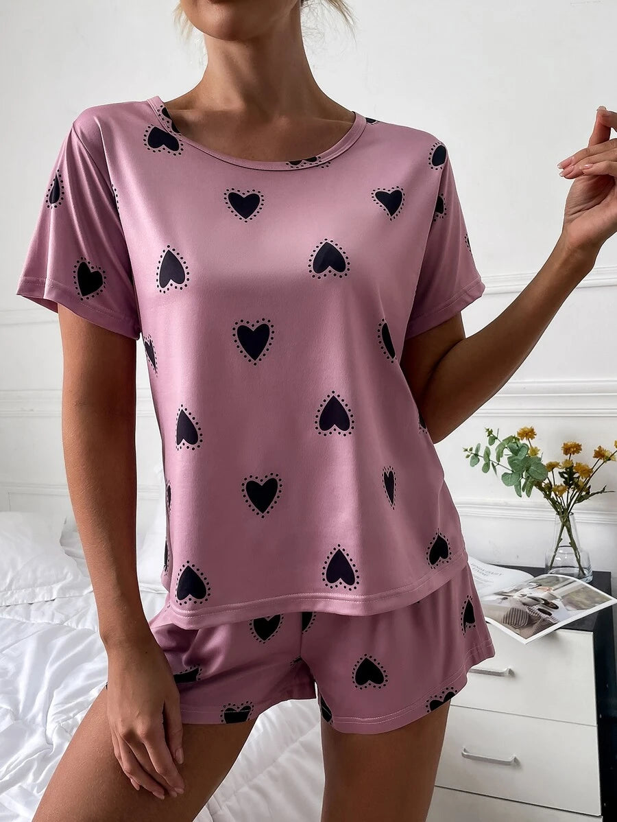 Elegant Geometric Print Shorts Set-Soco Hoodie