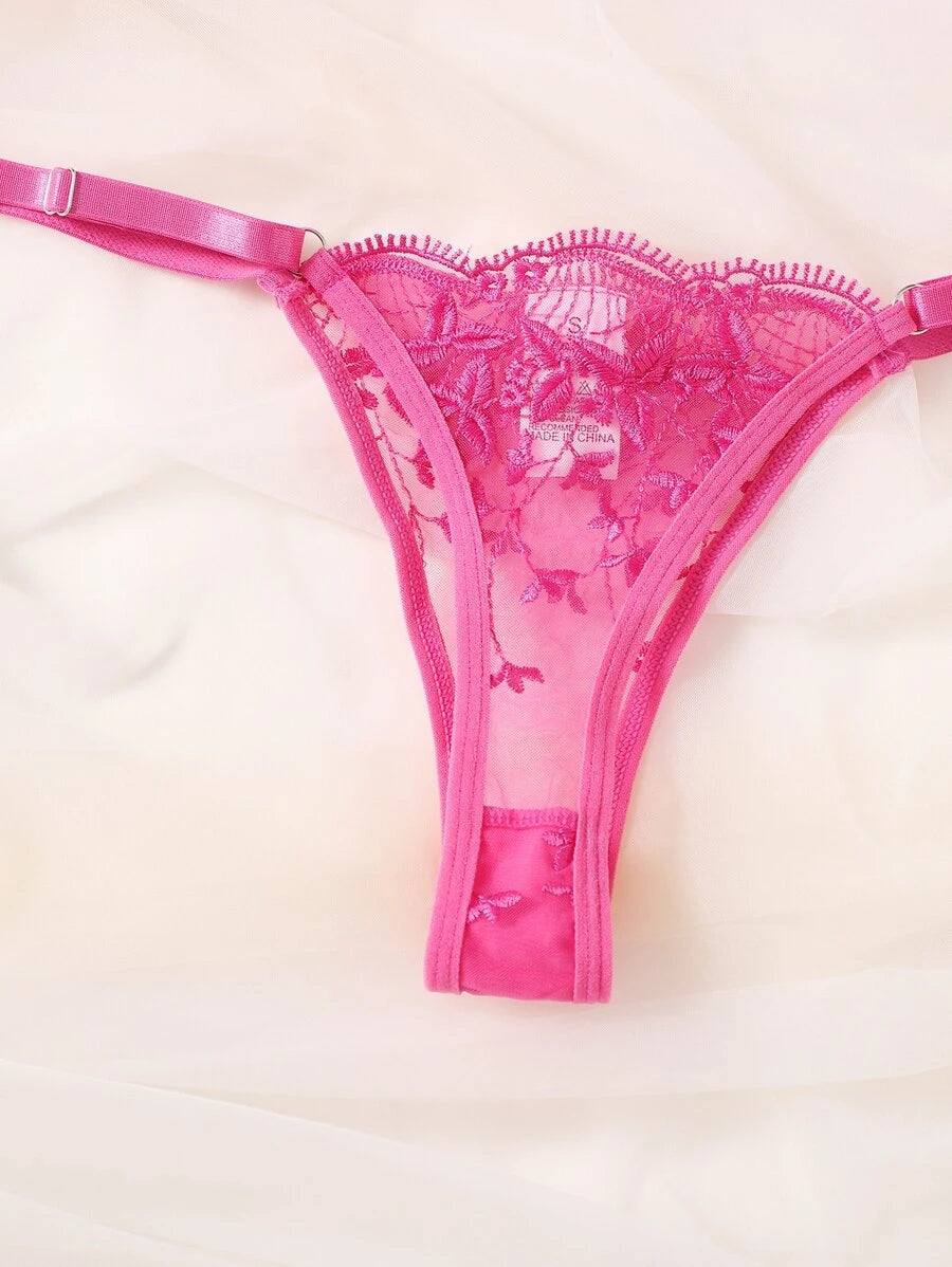 Floral Embroidery Underwire Bralettes Lingerie Set-Soco Hoodie