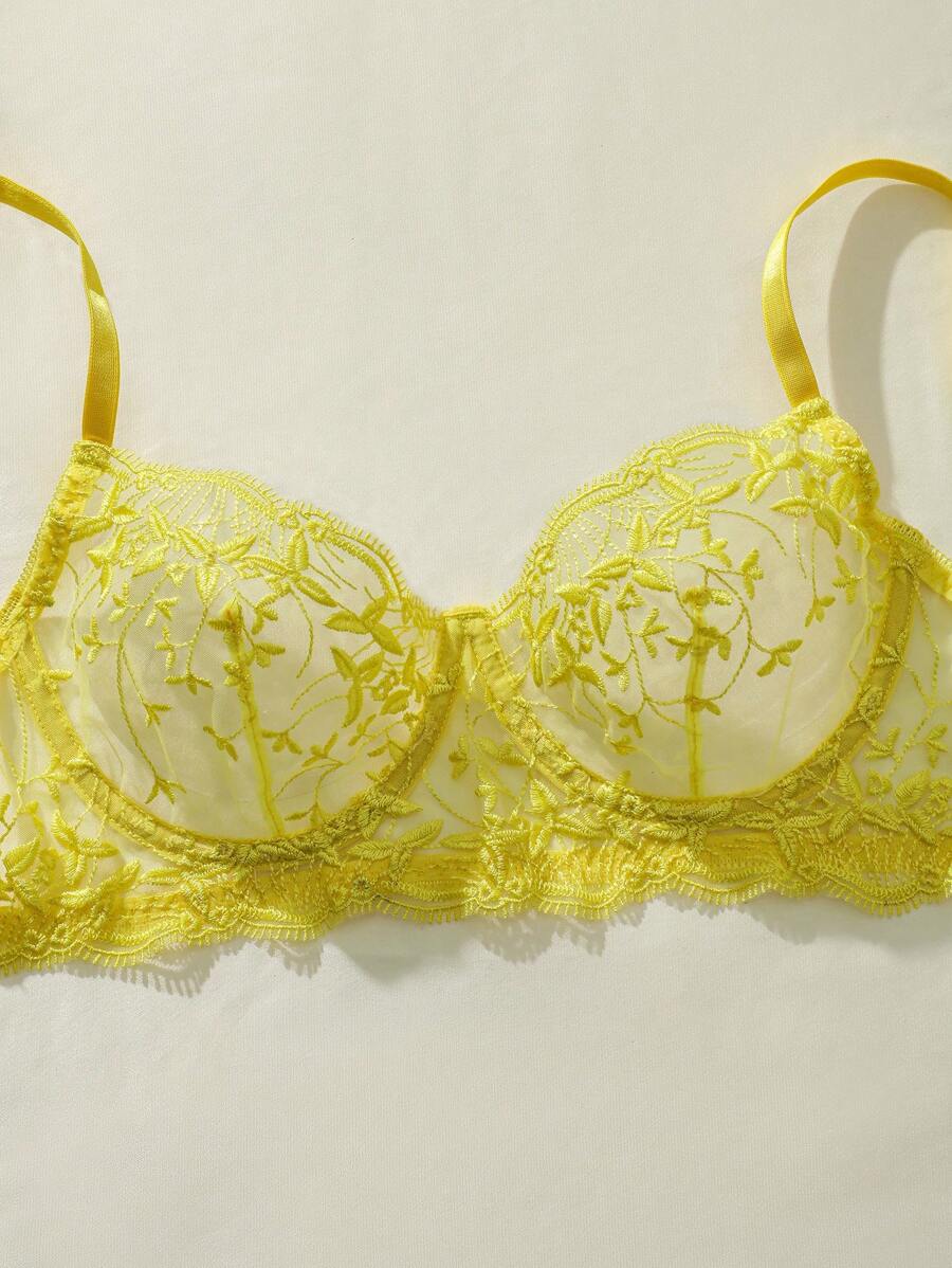 Floral Embroidery Underwire Bralettes Lingerie Set-Soco Hoodie