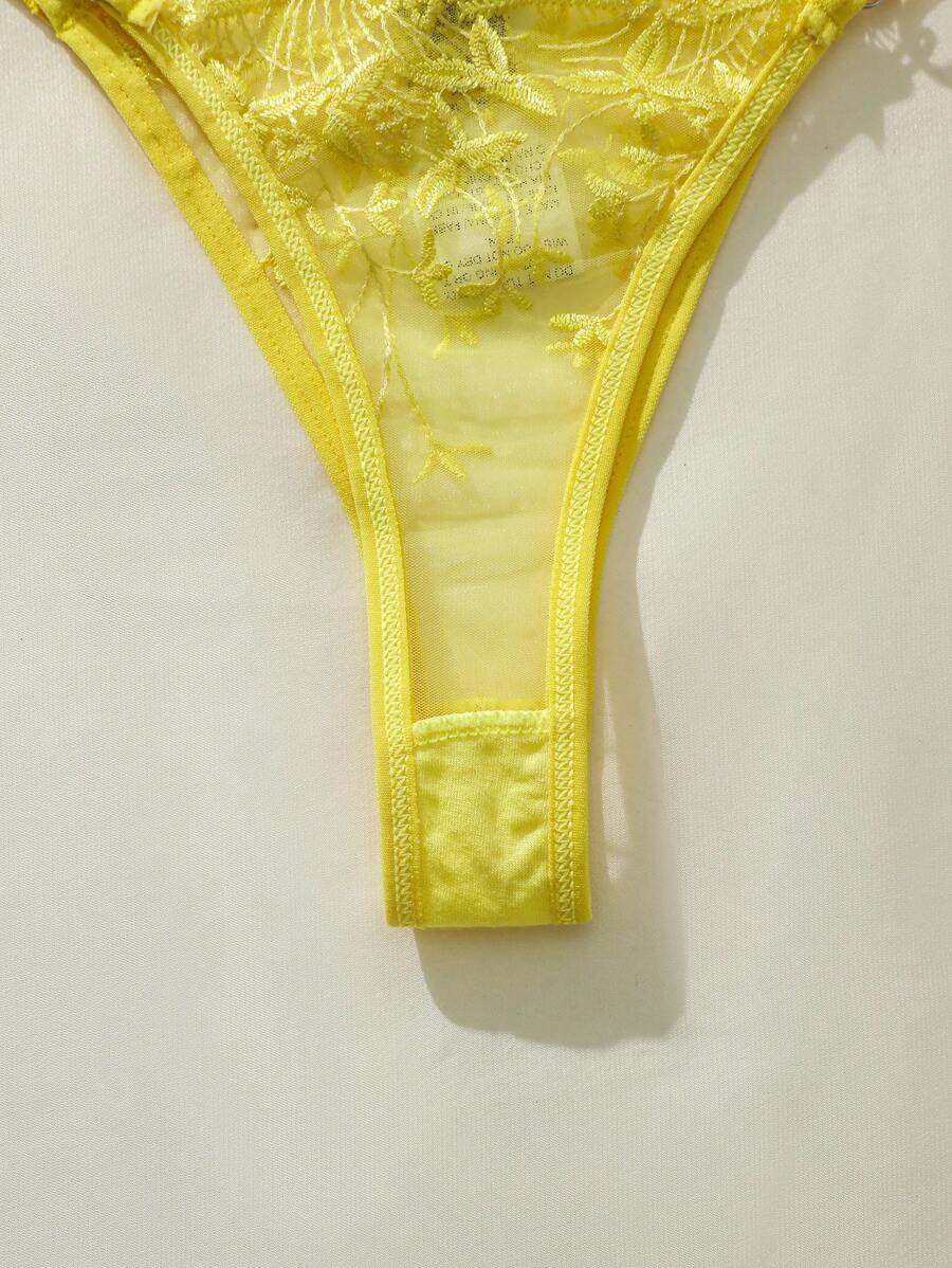 Floral Embroidery Underwire Bralettes Lingerie Set-Soco Hoodie