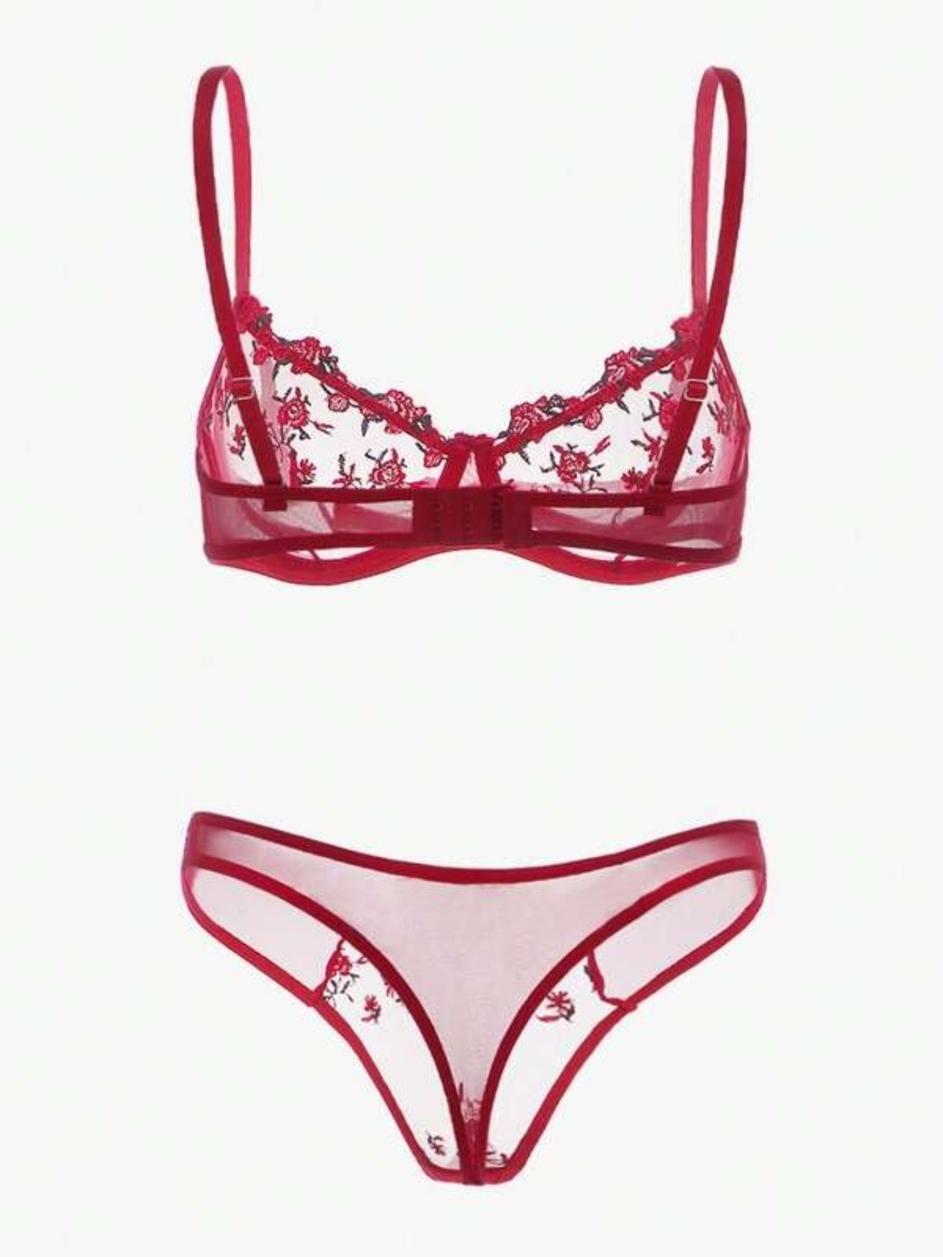 Embroidery Mesh Lingerie Set-Soco Hoodie