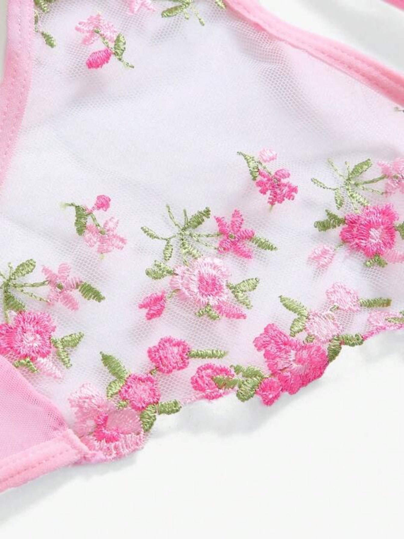 Embroidery Mesh Lingerie Set-Soco Hoodie