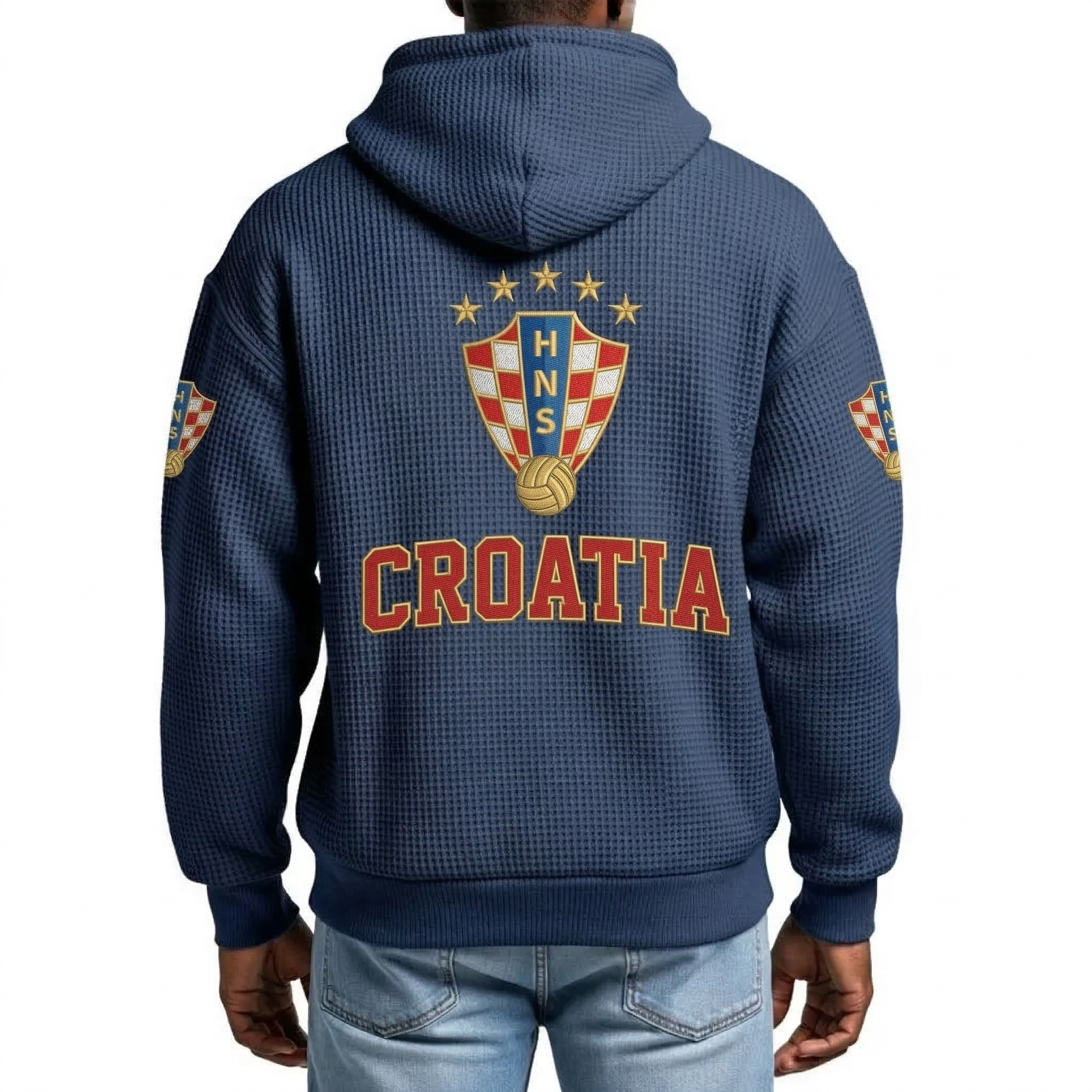 FIFA 2026 Croatia Printed Waffle Quarter Zip Football Fan Hoodie