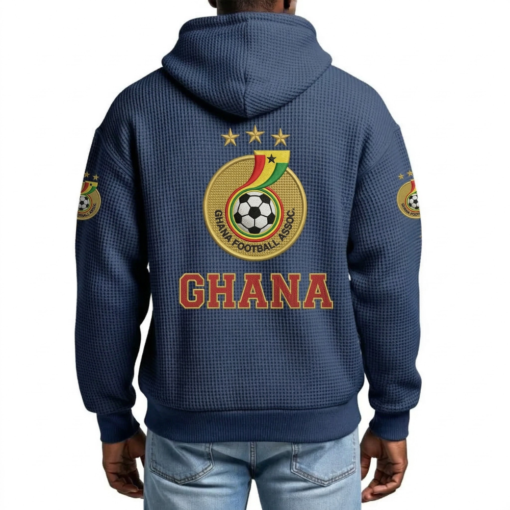 FIFA 2026 Ghana Printed Waffle Quarter Zip Football Fan Hoodie