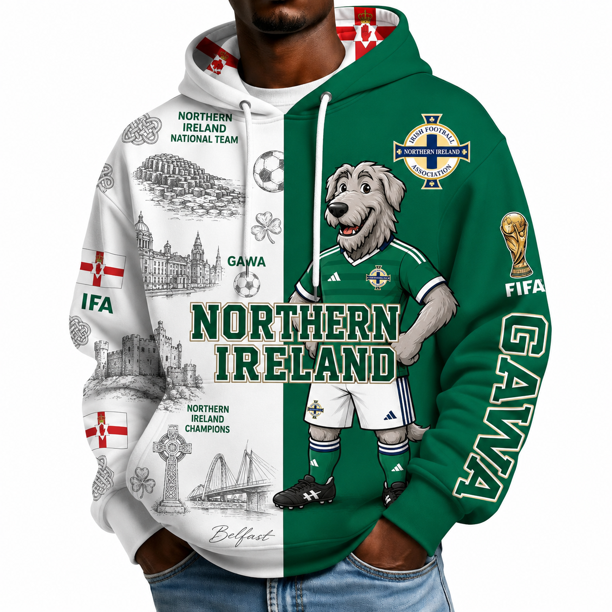 FIFA 2026 Northern Ireland Football Themed All Over Printed Hoodie