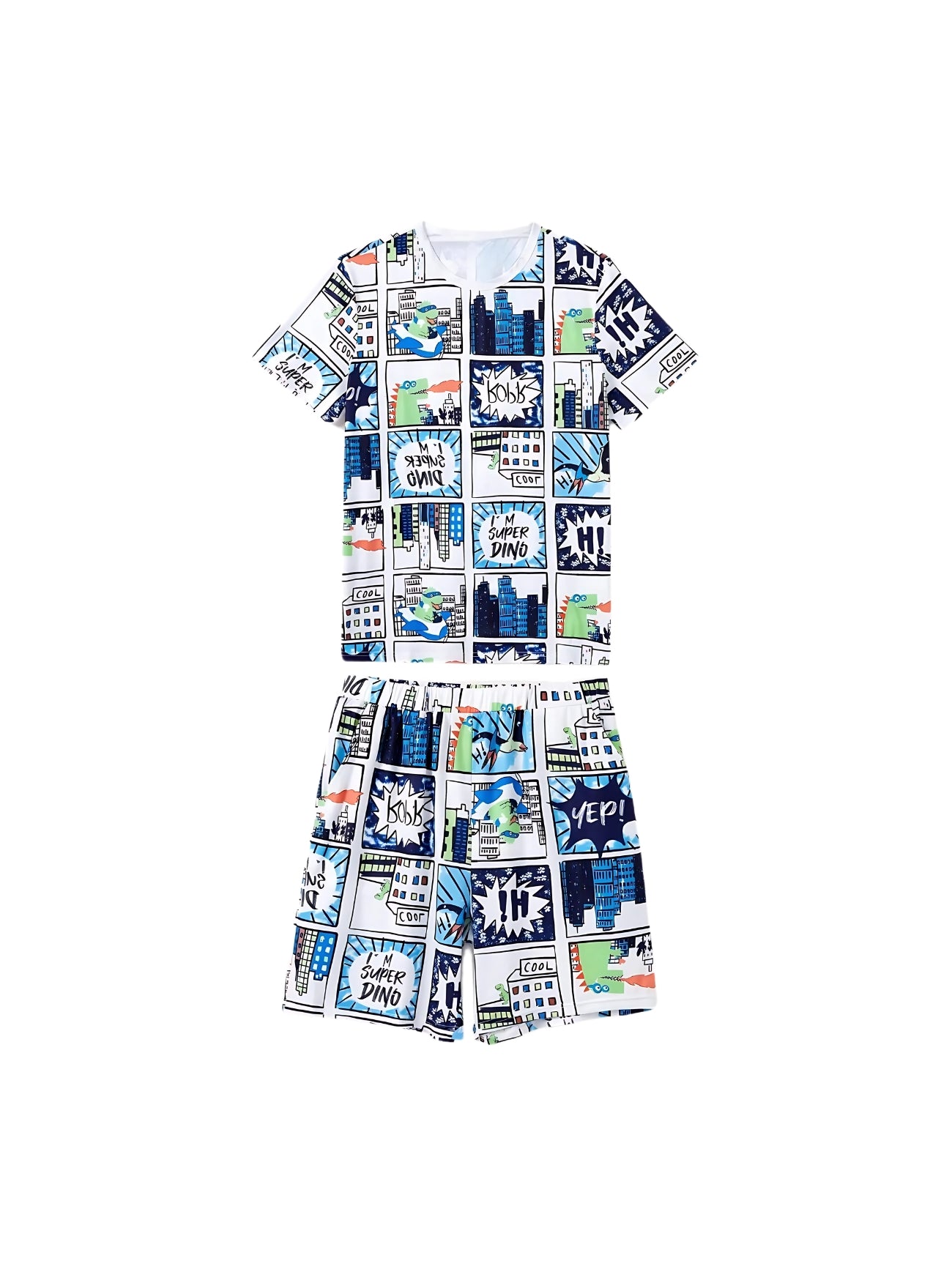 Family Matching Pajama Sets With Comic Dinosaurs Print Men