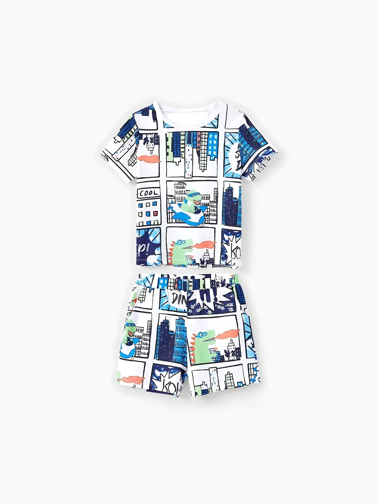 Family Matching Pajama Sets With Comic Dinosaurs Print Kids