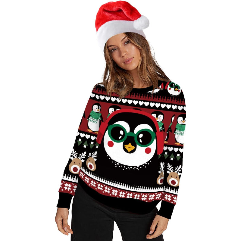 Penguin Themed Christmas 3D Sweatshirt