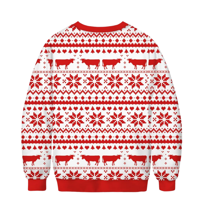 Festive Cow Printed Christmas Sweatshirt
