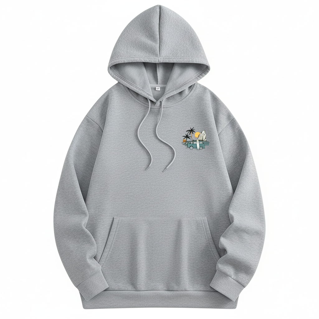 Fleece Lined Coconut Tree Print Hoodie