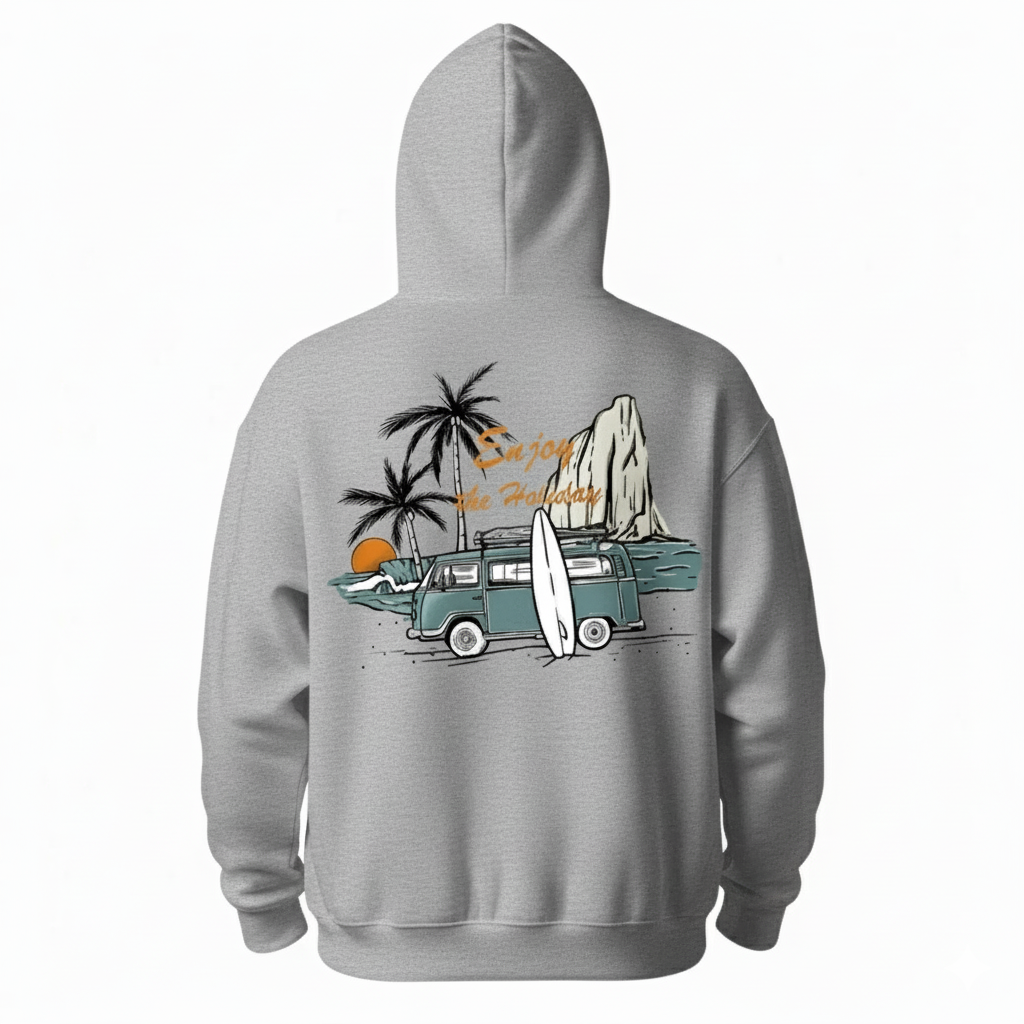 Fleece Lined Coconut Tree Print Hoodie