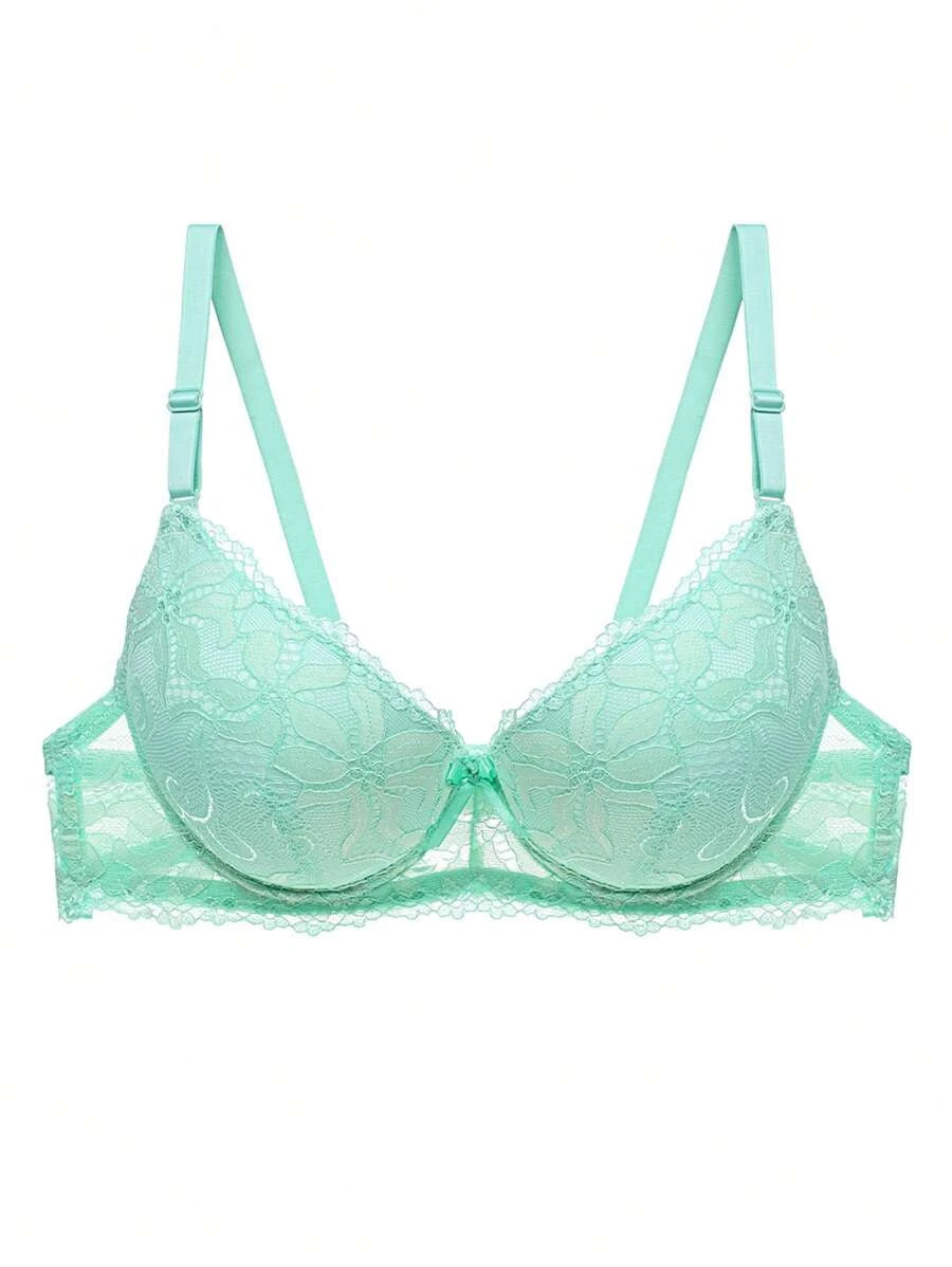 Floral Contrast Lace Underwire Bra-Soco Hoodie