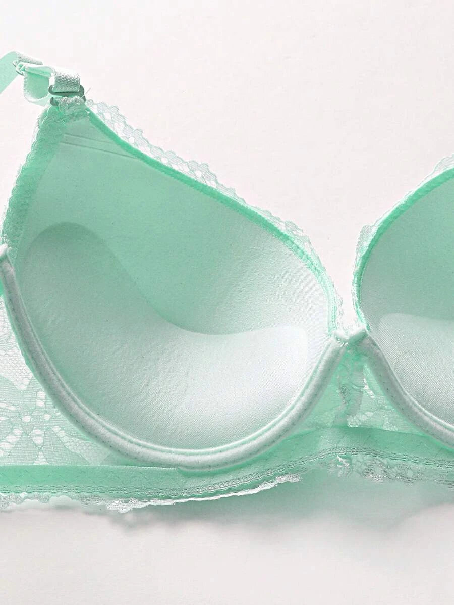 Floral Contrast Lace Underwire Bra-Soco Hoodie