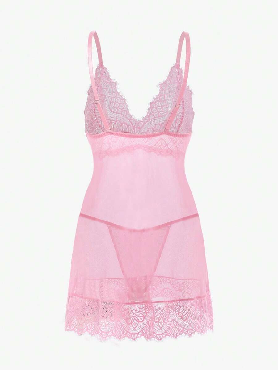 Floral Embroidery Mesh Slips With Thong-Soco Hoodie