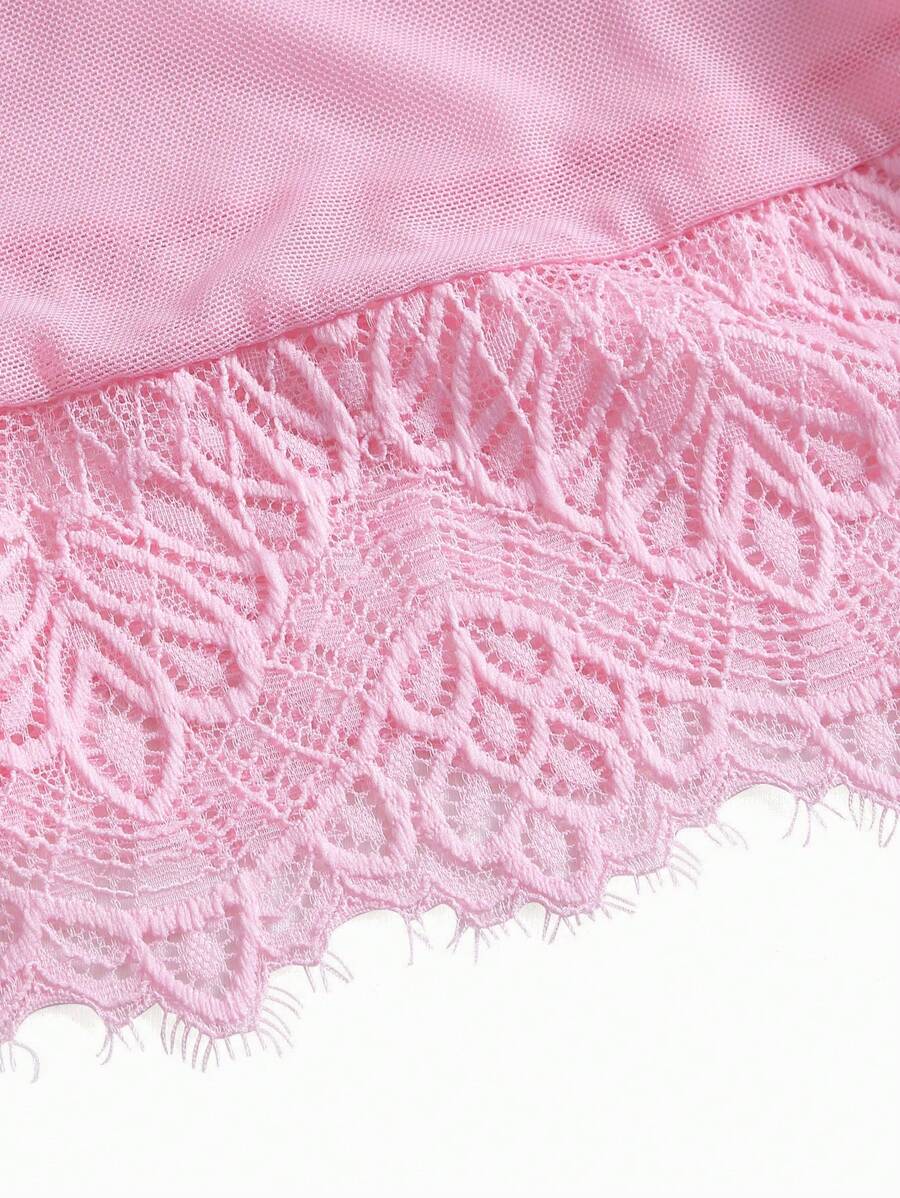 Floral Embroidery Mesh Slips With Thong-Soco Hoodie