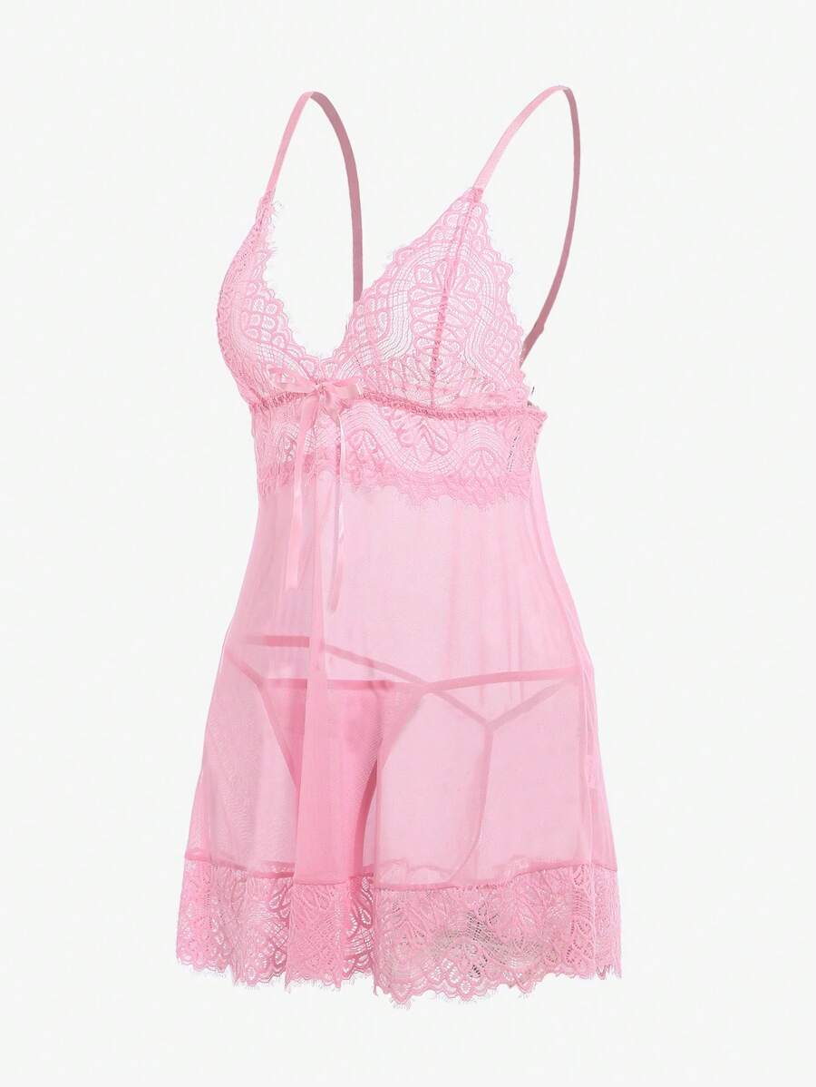 Floral Embroidery Mesh Slips With Thong-Soco Hoodie