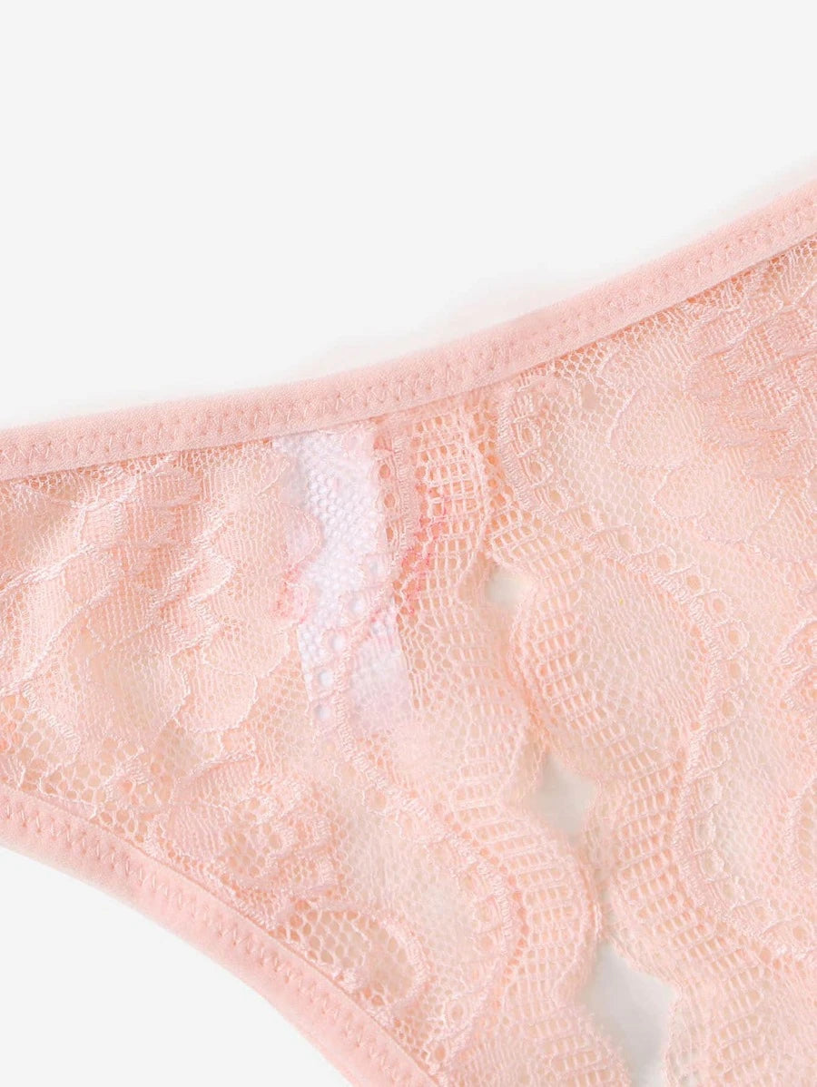 Floral Lace Bow Crotchless Panty-Soco Hoodie