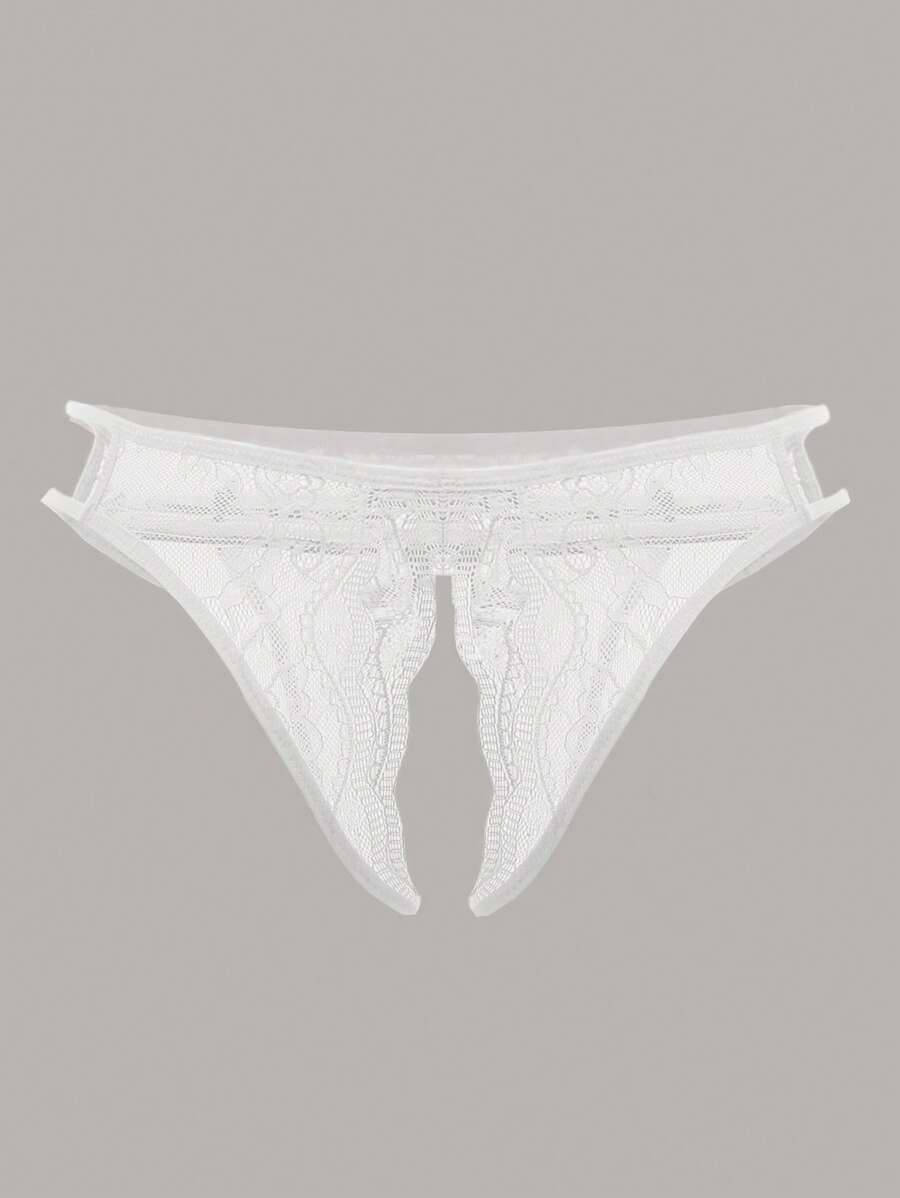 Floral Lace Bow Crotchless Panty-Soco Hoodie